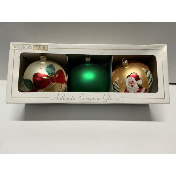 Hand-Decorated Glass Ornaments European-Style Design 3 Ornaments Polish Designed - Picture 1 of 16